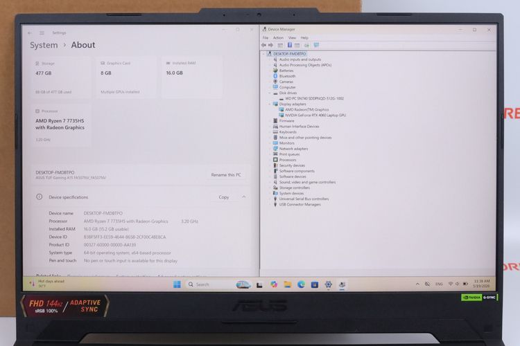 ASUS TUF GAMING A15 Ryzen 7 7735HS.RTX4060 RAM16.512GB รูปที่ 2