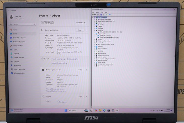 MSI CROSSHAIR  Core i9-14900HX.RTX4060 RAM32.1TB รูปที่ 2