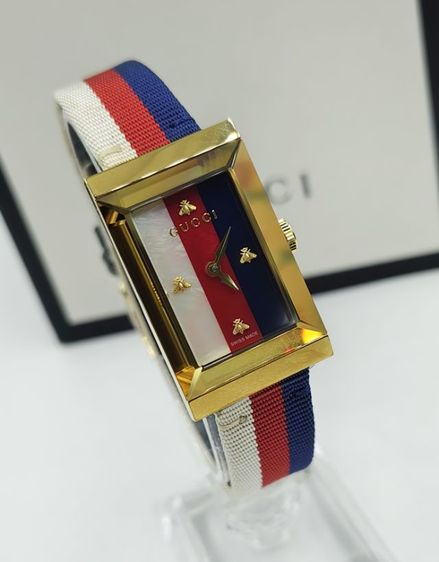 Gucci G-Frame White, Red and Blue Women's Watch YA147405 รูปที่ 7