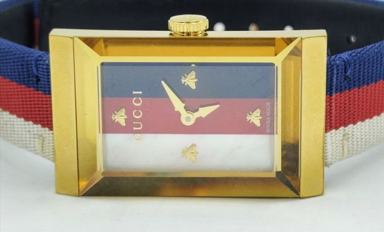 Gucci G-Frame White, Red and Blue Women's Watch YA147405 รูปที่ 16