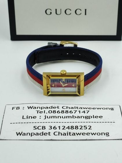 Gucci G-Frame White, Red and Blue Women's Watch YA147405 รูปที่ 17