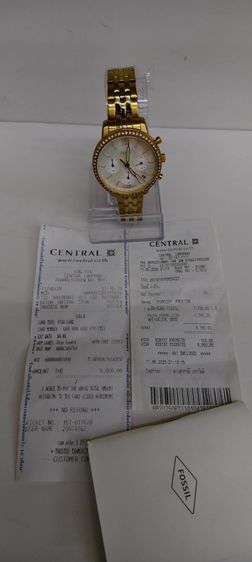 Fossil ES5358 สีทอง หน้าปัดมุก ประดับคริสตัล ครบกล่อง ใบเสร็จ Central รูปที่ 15