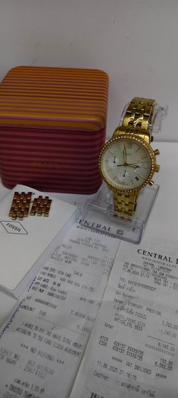 Fossil ES5358 สีทอง หน้าปัดมุก ประดับคริสตัล ครบกล่อง ใบเสร็จ Central รูปที่ 5