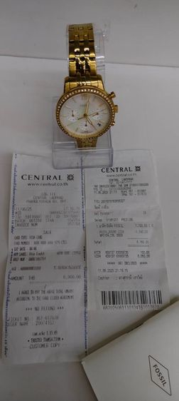 Fossil ES5358 สีทอง หน้าปัดมุก ประดับคริสตัล ครบกล่อง ใบเสร็จ Central รูปที่ 16