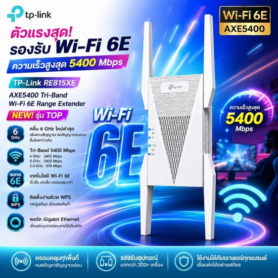 อุปกรณ์เครือข่าย TP-Link RE815XE Wi-Fi 6E AXE5400 ของใหม่มือ1แกะกล่องเทสแล้ว
