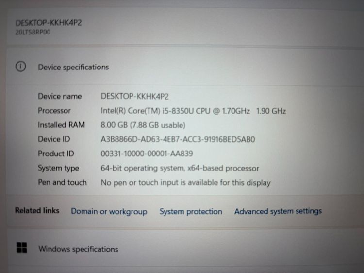 lenovo Thinkpad L480 core i5 - 8350u 1.70 Ghz Ram 8 Gb SSD M.2 256 Gb จอ 14 นิ้ว FHD รูปที่ 13