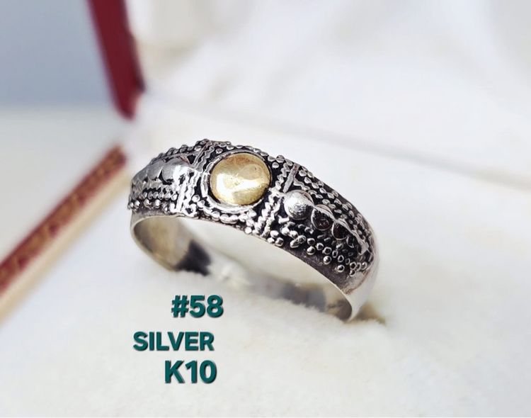 อื่นๆ 📌แหวนเงินแท้ ประดับทองแท้ K10 💛 ไซส์ 58 งานดี 
