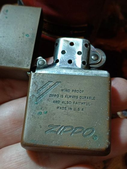USA, ไฟแช็ค zippo แท้เนื้อทองเหลืองเก่าโบราณสภาพเยี่ยม รูปที่ 14