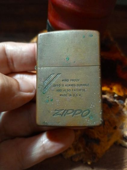 USA, ไฟแช็ค zippo แท้เนื้อทองเหลืองเก่าโบราณสภาพเยี่ยม รูปที่ 15
