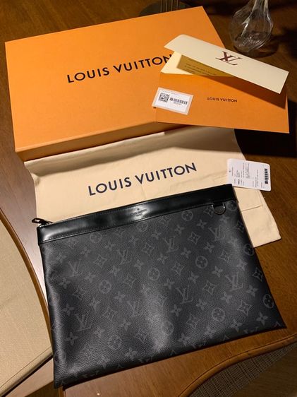 ชาย ดำ หนังแท้ กระเป๋า Louis Vuitton Clutch Bag M62291