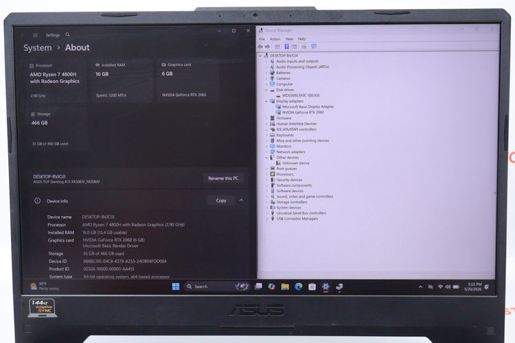 ASUS TUF GAMING A15 RYZEN 7 4800H.RTX2060 RAM16.1TB รูปที่ 3