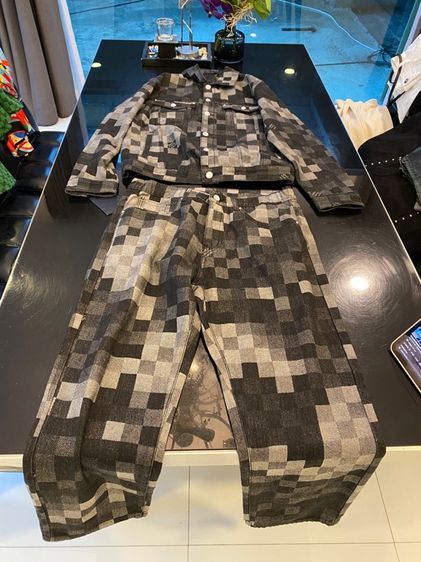 หลุยส์วิตตอง บลูซง เดนิม เสื้อแจ็คเก็ตและกางเกงสภาพใหม่เอี่ยมกางเกง