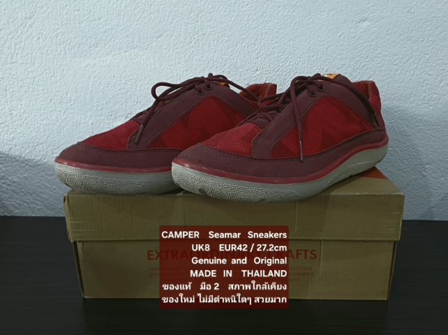 CAMPER Seamar Sneakers, Unisex 8UK 42EU(27.2cm) Original ของแท้ มือ 2 สภาพใกล้เคียงของใหม่, รองเท้า CAMPER ผ้าแต่งด้วยหนังแท้ พื้นเต็มสวยมาก รูปที่ 5