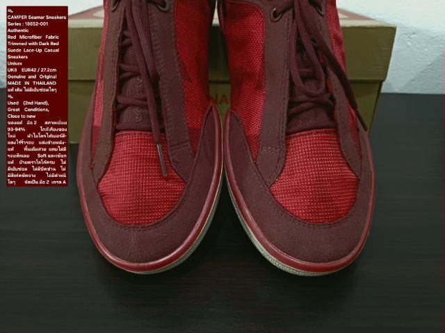 CAMPER Seamar Sneakers, Unisex 8UK 42EU(27.2cm) Original ของแท้ มือ 2 สภาพใกล้เคียงของใหม่, รองเท้า CAMPER ผ้าแต่งด้วยหนังแท้ พื้นเต็มสวยมาก รูปที่ 7