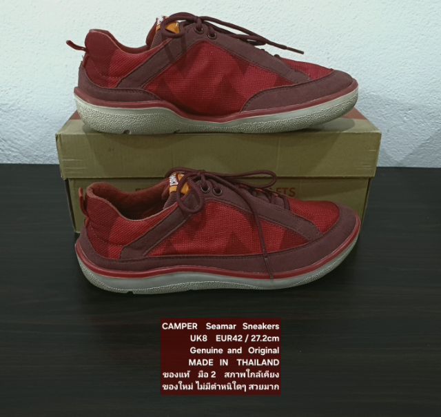 CAMPER Seamar Sneakers, Unisex 8UK 42EU(27.2cm) Original ของแท้ มือ 2 สภาพใกล้เคียงของใหม่, รองเท้า CAMPER ผ้าแต่งด้วยหนังแท้ พื้นเต็มสวยมาก รูปที่ 14