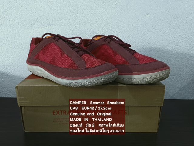 CAMPER Seamar Sneakers, Unisex 8UK 42EU(27.2cm) Original ของแท้ มือ 2 สภาพใกล้เคียงของใหม่, รองเท้า CAMPER ผ้าแต่งด้วยหนังแท้ พื้นเต็มสวยมาก รูปที่ 4