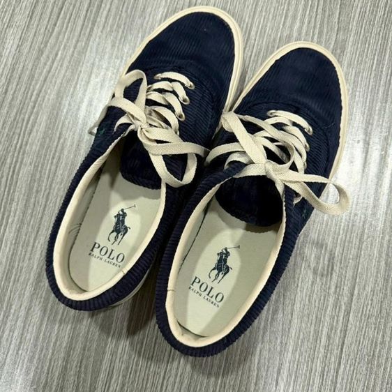 รองเท้าผ้าใบ POLO RALPH LAUREN แท้ 💯 เบอร์ UK 7.5 EU 41.5 cm 26.5 คนเท้า 26 27 ใส่ได้ สภาพใหม่มาก ผ้าลูกฟูกสีกรมเข้มม้าสีเขียว พื้นเต็มครับ รูปที่ 6