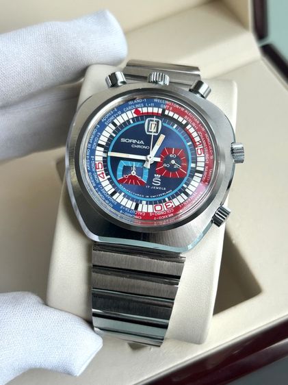 SORNA Bullhead World Timer  Chronograph Vintage Watch 1970's รูปที่ 5