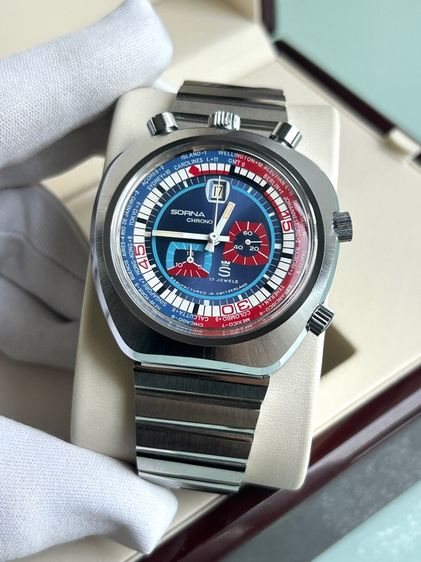 SORNA Bullhead World Timer  Chronograph Vintage Watch 1970's