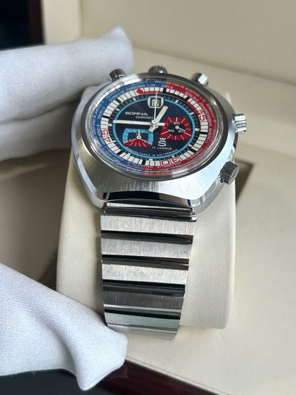SORNA Bullhead World Timer  Chronograph Vintage Watch 1970's รูปที่ 10