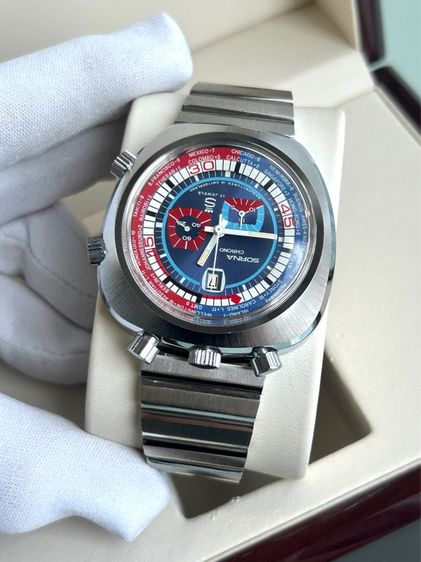 SORNA Bullhead World Timer  Chronograph Vintage Watch 1970's รูปที่ 9