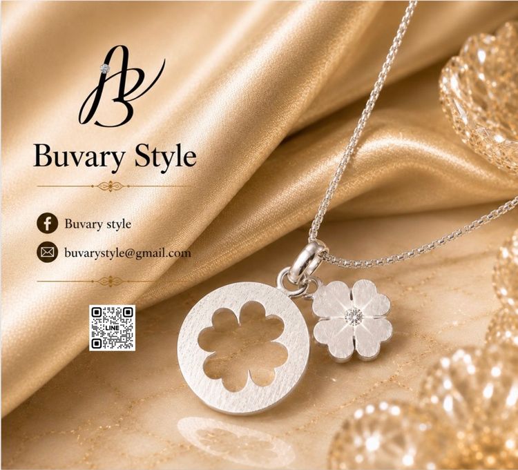 สร้อยพร้อมจี้ ใบClover  พลังแห่งโชคลาภ ดึงดูดความมั่งคั่ง และพลังบวก  Silver Sterling 925 ชุบโรเดี้ยมทองคำขาว WG 18 K