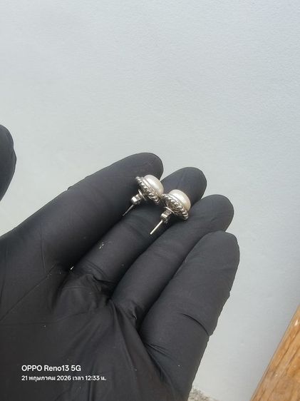 ต่างหูมุกแท้ตัวเรือนเงินทำมือ รูปที่ 4