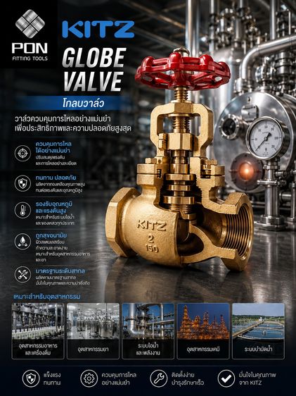 โกลบวาล์ว (Globe Valve) ทองเหลือง ยี่ห้อ KITZ