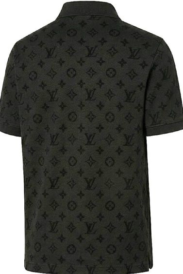 LOUIS VUITTON Black Monogram All-Over Piqué Pattern Polo Shirt  รูปที่ 5
