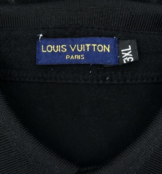 LOUIS VUITTON Black Monogram All-Over Piqué Pattern Polo Shirt  รูปที่ 2