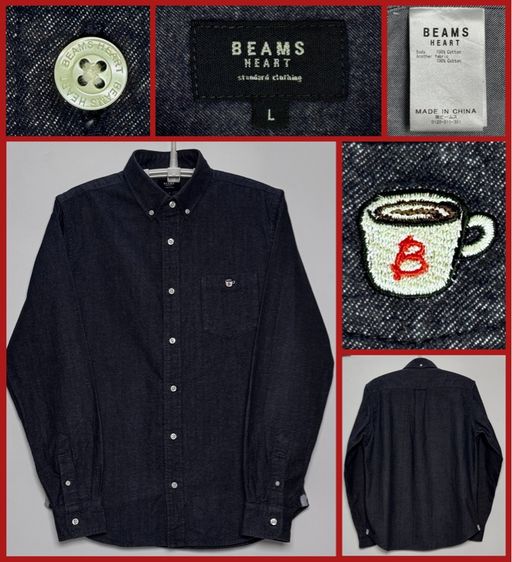 แขนยาว เสื้อเชิ้ตยีนส์ BEAMS ของแท้ รุ่นใหม่ แบบสวย ผ้าบางนุ่ม