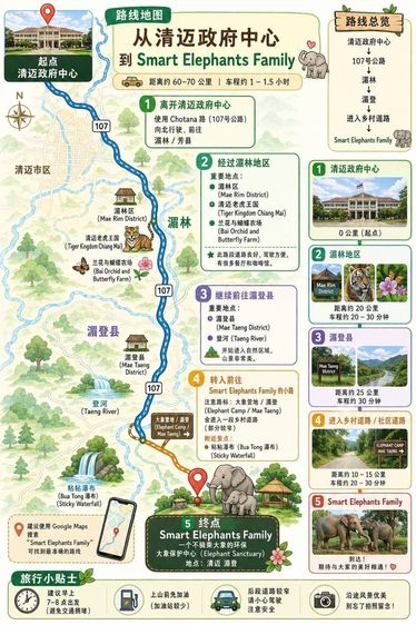 ที่ดินปางช้าง แม่แตง เชียงใหม่  Smart elephant family 