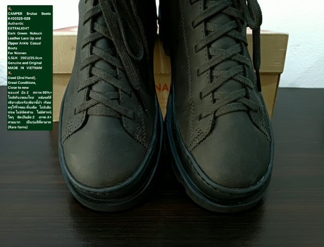 CAMPER Brutus Ankle Boots, Unisex 5.5UK 39EU(25.0cm) Original ของแท้ มือ 2 สภาพใกล้เคียงของใหม่, รองเท้า CAMPER หนังแท้สีเขียวขี้ม้า สวยมาก รูปที่ 7