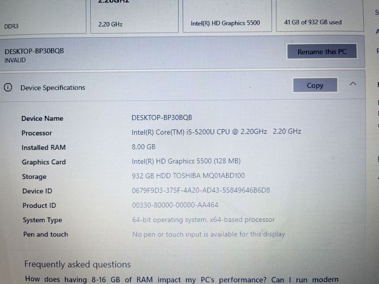 ideapad 305-14IBD I5 Gen 5 Ram 8 พอใช้ ไช้งานได้ดี ราคาถูกใจ รูปที่ 3