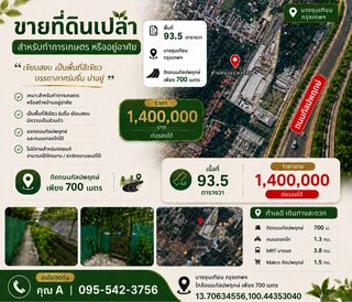 ขายที่ดินเปล่า สำหรับทำการเกษตร หรืออยู่อาศัย (ต่อรองได้)