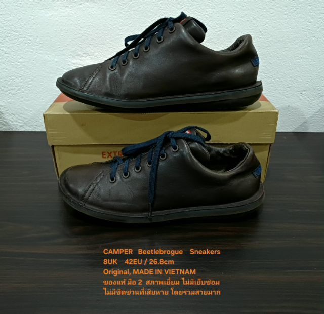 CAMPER Beetle Sneakers, Men's 8UK 42EU(26.8cm) Original ของแท้ มือ 2 สภาพเยี่ยม, รองเท้า CAMPER หนังแท้ พื้นดี ไม่มีเย็บซ่อม โดยรวมสวยมาก รูปที่ 16