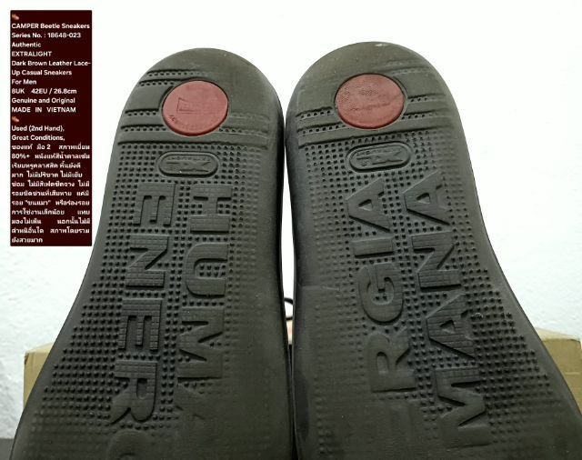 CAMPER Beetle Sneakers, Men's 8UK 42EU(26.8cm) Original ของแท้ มือ 2 สภาพเยี่ยม, รองเท้า CAMPER หนังแท้ พื้นดี ไม่มีเย็บซ่อม โดยรวมสวยมาก รูปที่ 11