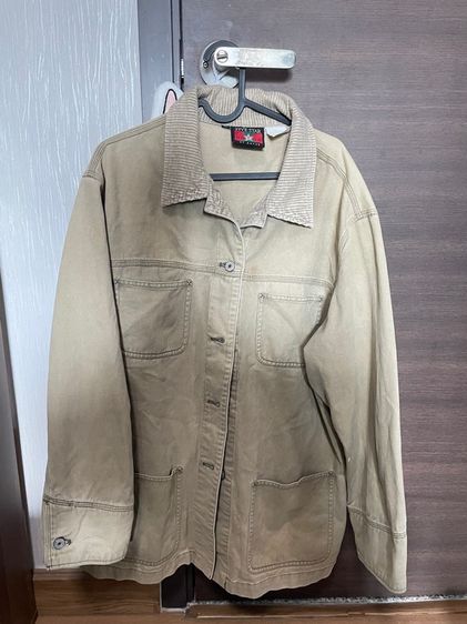 แขนยาว เสื้อแจ็คเก็ต | เสื้อคลุม แจ็คเก็ตวินเทจ Five Star by Roper (ไซส์ XL) สีเบจ ปกผ้าลูกฟูก สไตล์ Workwear City Boy