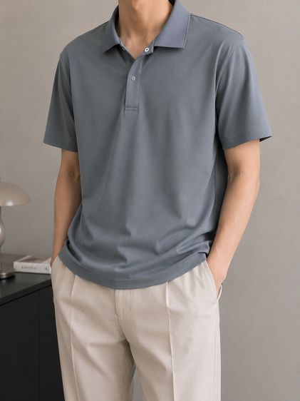 MUJI Dry Polo Shirt สี Sage Grey ✨ รูปที่ 10