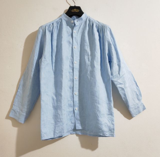 แขนยาว ฟ้า S เสื้อเชิ้ตและเสื้อผู้หญิง อื่นๆ เสื้อคอจีน ผ้าลินิน