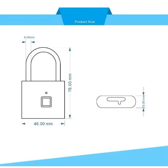 แม่กุญแจ สแกนลายนิ้วมือ Fingerprint Lock กุญแจลายนิ้วมือ Smart lock กุญแจล็อคกระเป๋า รูปที่ 6