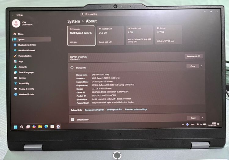 ขาย notebook Lenovo LOQ 15ARP9 รูปที่ 7