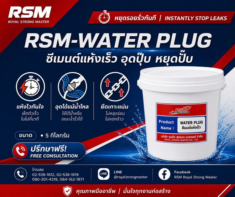 อื่นๆ ซีเมนต์อุดรอยรั่วซึมของน้ำ ( RSM - WATER PLUG )