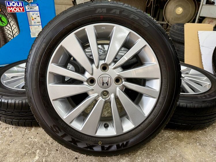 15" ล้อแม็ก HONDA CITY ขอบ 15” น้องป้ายแดง ยาง MAXXIS 185-60R15 ปลายปี 25 พื้น ปี 26 ตุ่มหน้ายางยังเห็นอยู่จางๆ