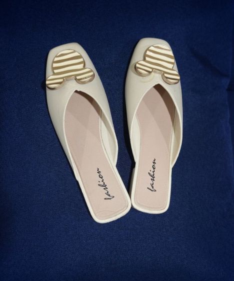 อื่นๆ หนัง PU UK 4.5 | EU 37 1/3 | US 6 อื่นๆ รองเท้าส้นแบนเปิดส้น สีครีม