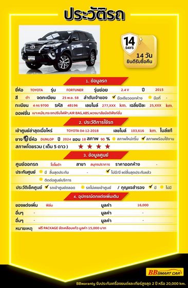Toyota Fortuner 2015 2.4 V Utility-car ดีเซล ไม่ติดแก๊ส เกียร์อัตโนมัติ ดำ รูปที่ 2