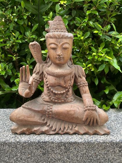 พระศิวะเจ้า เนื้อไม้แกะ เก่าครับ (ตัก 9.5 สูง 12 นิ้ว)