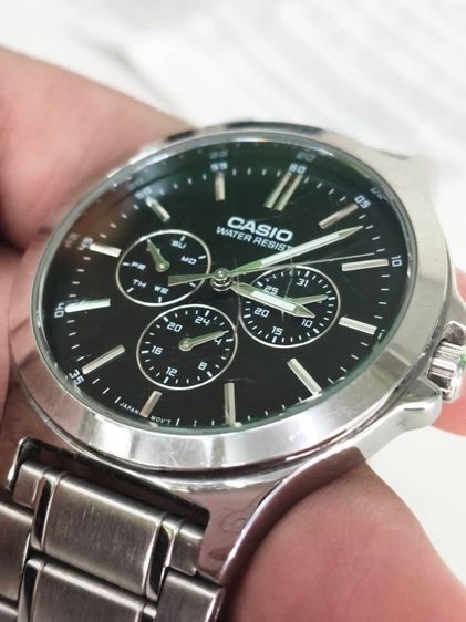 Casio MTP-V300D-1A หน้าปัดดํา สายสแตนเลส ทรงคลาสสิก ใช้งานปกติ มีกล่องและใบ รูปที่ 7