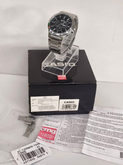 Casio MTP-V300D-1A หน้าปัดดํา สายสแตนเลส ทรงคลาสสิก ใช้งานปกติ มีกล่องและใบ รูปที่ 4