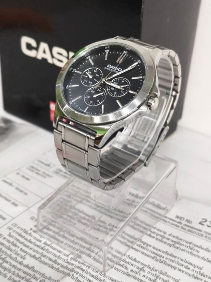 Casio MTP-V300D-1A หน้าปัดดํา สายสแตนเลส ทรงคลาสสิก ใช้งานปกติ มีกล่องและใบ รูปที่ 9